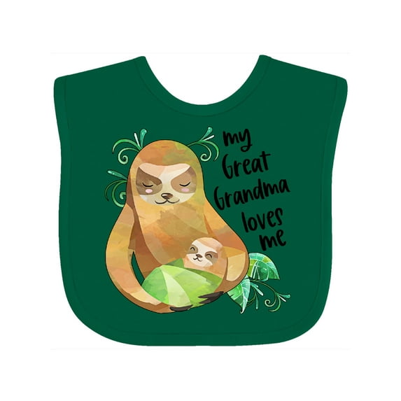 Inktastic My Great Grandma Loves Me Cute Sloth and Baby Boys or Girls Baby Bib