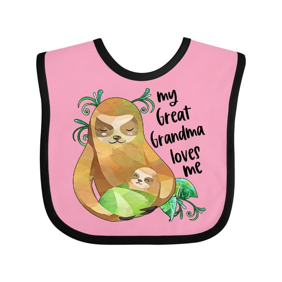 Inktastic My Great Grandma Loves Me Cute Sloth and Baby Boys or Girls Baby Bib