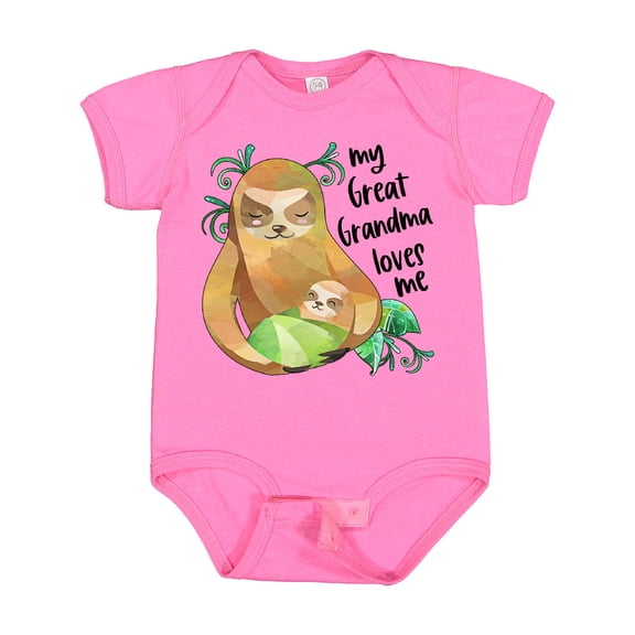 Inktastic My Great Grandma Loves Me Cute Sloth and Baby Boys or Girls Baby Bodysuit