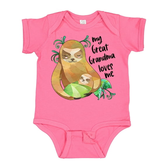 Inktastic My Great Grandma Loves Me Cute Sloth and Baby Boys or Girls Baby Bodysuit
