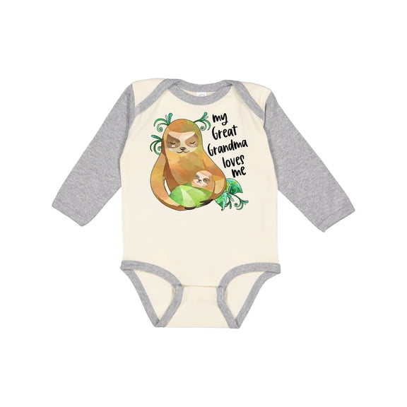 Inktastic My Great Grandma Loves Me Cute Sloth and Baby Boys or Girls Long Sleeve Baby Bodysuit