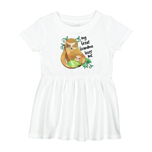 Inktastic My Great Grandma Loves Me Cute Sloth and Baby Girls Baby Dress