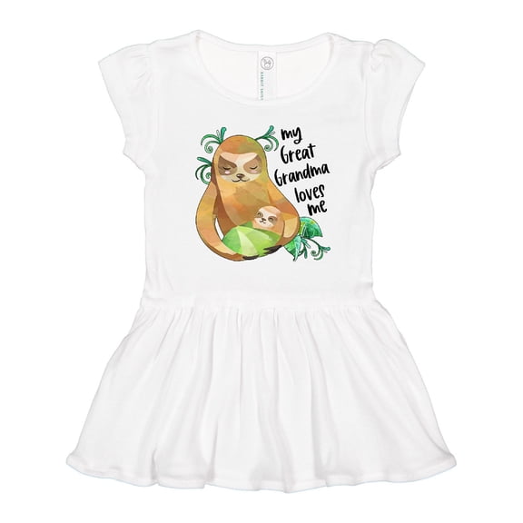 Inktastic My Great Grandma Loves Me Cute Sloth and Baby Girls Toddler Dress