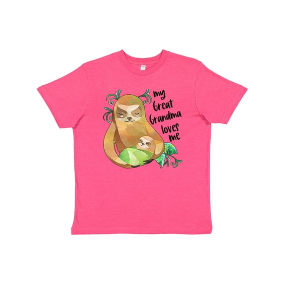 Inktastic My Great Grandma Loves Me Cute Sloth and Baby Youth T-Shirt