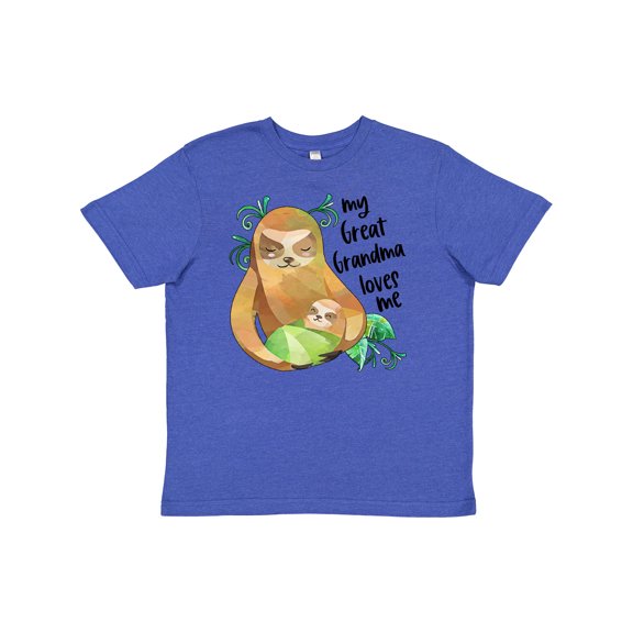 Inktastic My Great Grandma Loves Me Cute Sloth and Baby Youth T-Shirt