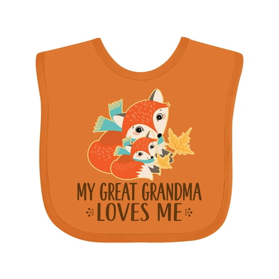Inktastic My Great Grandma Loves Me Fox Boys or Girls Baby Bib