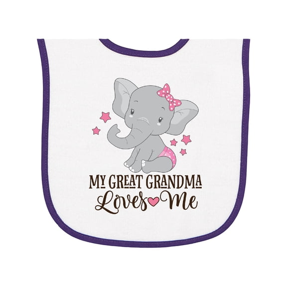 Inktastic My Great Grandma Loves Me Granddaughter Elephant Baby Terry Cloth Bib
