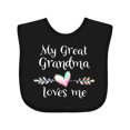 thumbnail image 1 of Inktastic My Great Grandma Loves Me Heart Great Grandchild Boys or Girls Baby Bib, 1 of 4