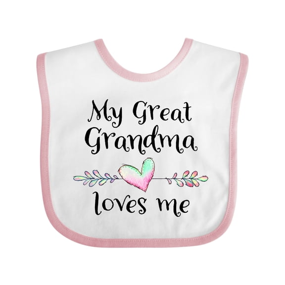 Inktastic My Great Grandma Loves Me Heart Great Grandchild Boys or Girls Baby Bib