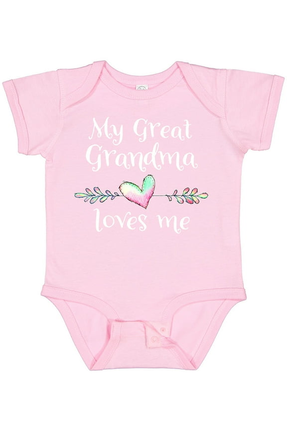 My Great Grandma Loves Me Heart Great Grandchild Boys or Girls Baby Bodysuit