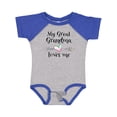 thumbnail image 1 of Inktastic My Great Grandma Loves Me Heart Great Grandchild Boys or Girls Baby Bodysuit, 1 of 5