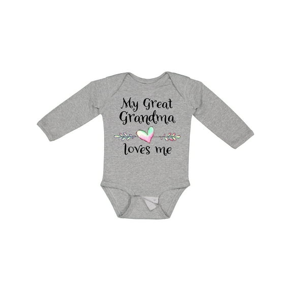Inktastic My Great Grandma Loves Me Heart Great Grandchild Boys or Girls Long Sleeve Baby Bodysuit