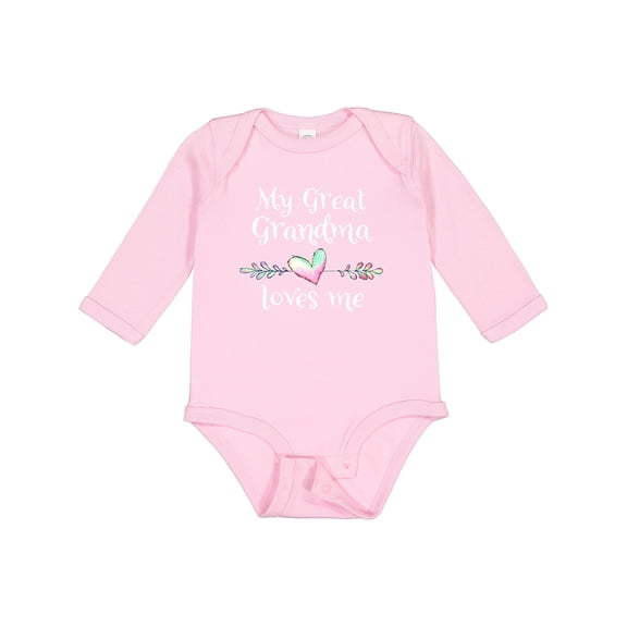 Inktastic My Great Grandma Loves Me Heart Great Grandchild Boys or Girls Long Sleeve Baby Bodysuit