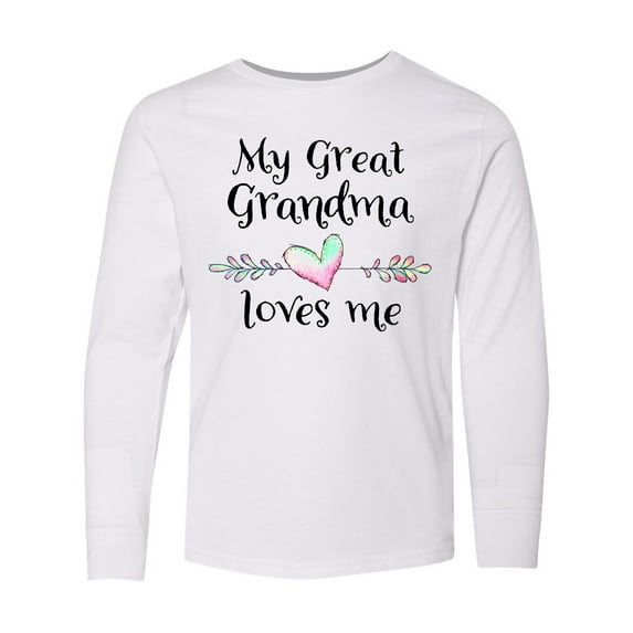 Inktastic My Great Grandma Loves Me- Heart Great Grandchild Long Sleeve Youth T-Shirt
