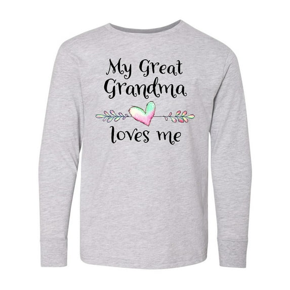 Inktastic My Great Grandma Loves Me- Heart Great Grandchild Long Sleeve Youth T-Shirt