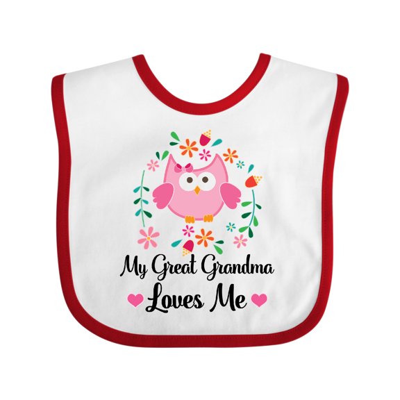 Inktastic My Great Grandma Loves Me Owl Girls Baby Bib