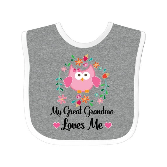 Inktastic My Great Grandma Loves Me Owl Girls Baby Bib