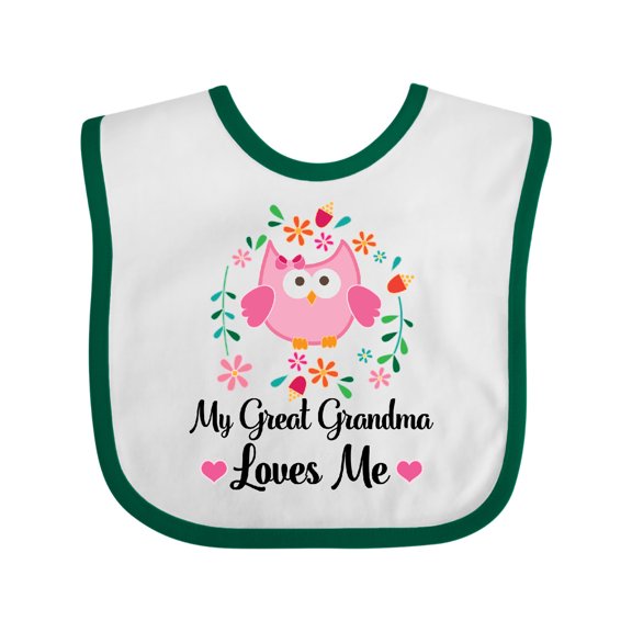 Inktastic My Great Grandma Loves Me Owl Girls Baby Bib