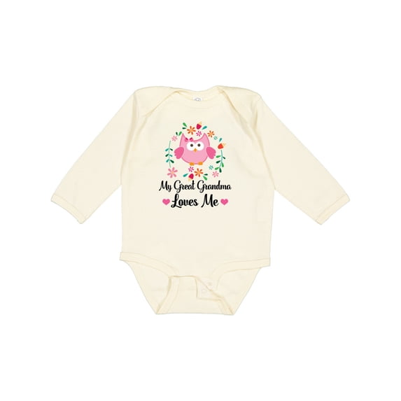 Inktastic My Great Grandma Loves Me Owl Girls Long Sleeve Baby Bodysuit