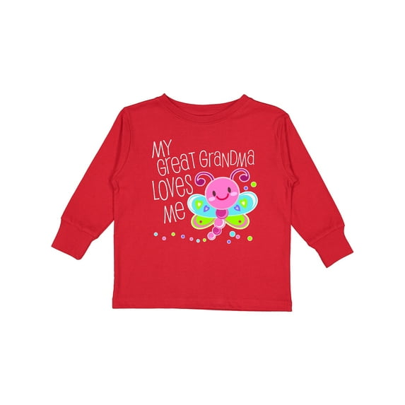 Inktastic My Great Grandma Loves Me- cute dragonfly Boys or Girls Long Sleeve Toddler T-Shirt