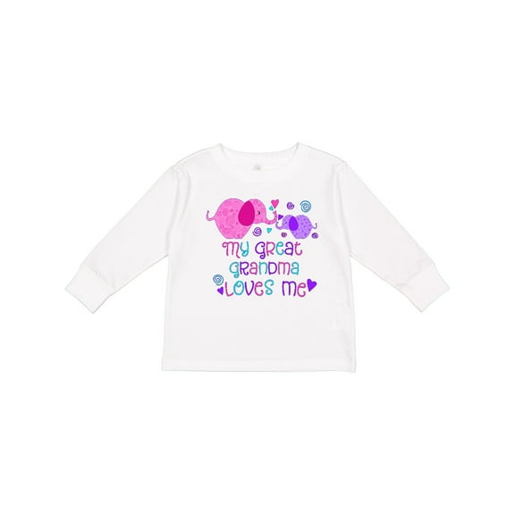 Inktastic My Great Grandma Loves Me- cute elephants Boys or Girls Long Sleeve Toddler T-Shirt