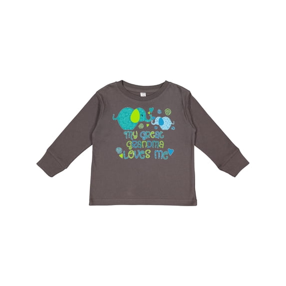Inktastic My Great Grandma Loves Me- cute elephants Boys or Girls Long Sleeve Toddler T-Shirt