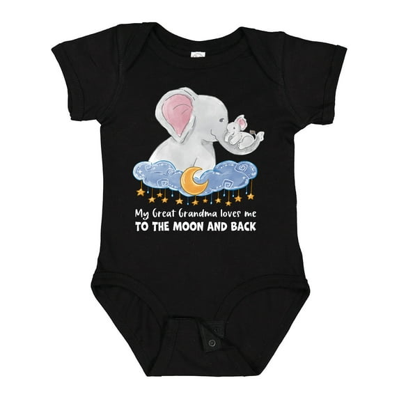 Inktastic My Great Grandma Loves Me to the Moon and Back Elephant Boys or Girls Baby Bodysuit