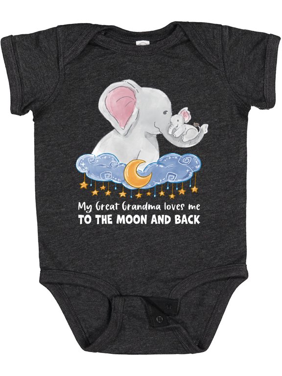 Inktastic My Great Grandma Loves Me to the Moon and Back Elephant Boys or Girls Baby Bodysuit