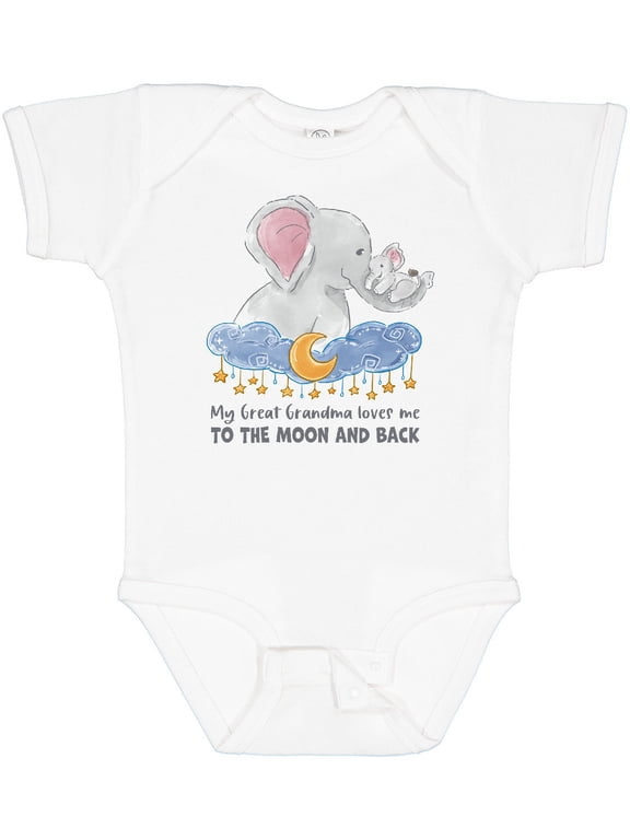 My Great Grandma Loves Me to the Moon and Back Elephant Boys or Girls Baby Bodysuit