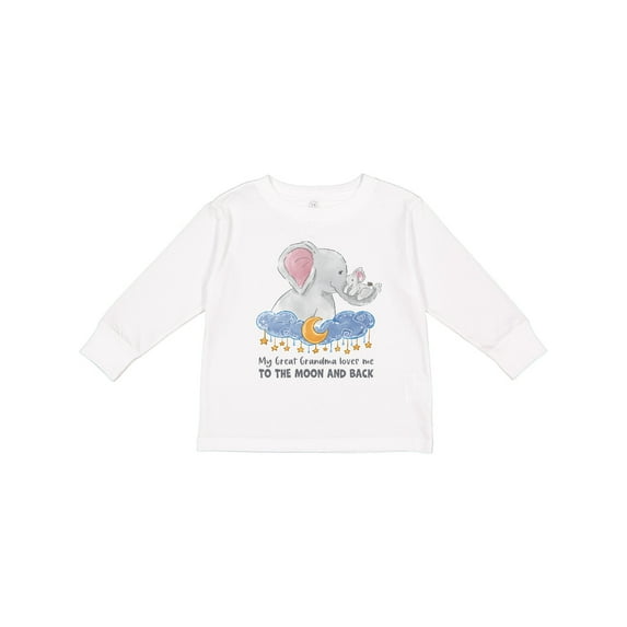 Inktastic My Great Grandma Loves Me to the Moon and Back Elephant Boys or Girls Long Sleeve Toddler T-Shirt
