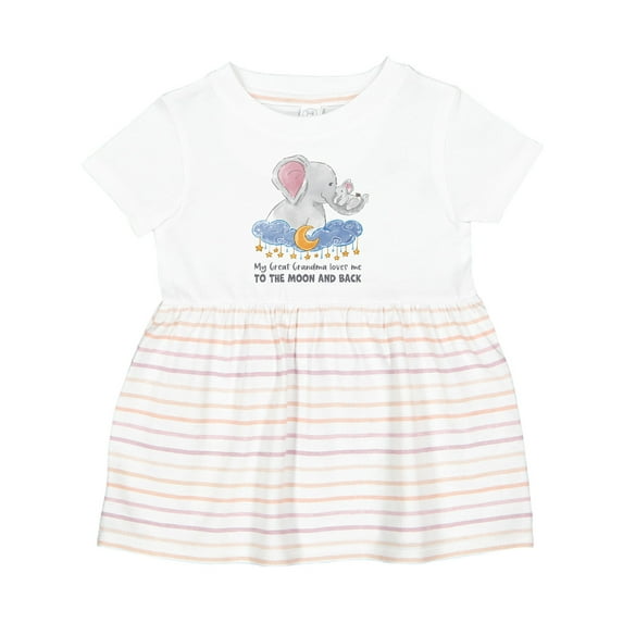 Inktastic My Great Grandma Loves Me to the Moon and Back Elephant Girls Baby Dress
