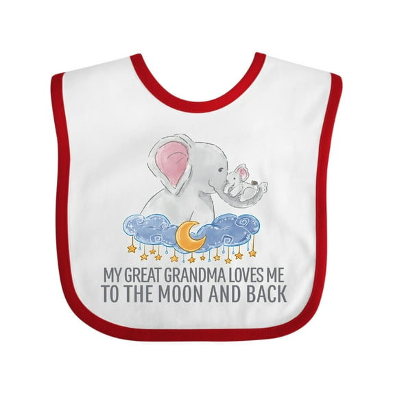 Inktastic My Great Grandma Loves Me to the Moon and Back Elephants Boys or Girls Baby Bib