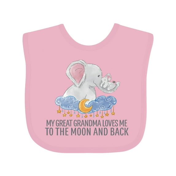 Inktastic My Great Grandma Loves Me to the Moon and Back Elephants Boys or Girls Baby Bib
