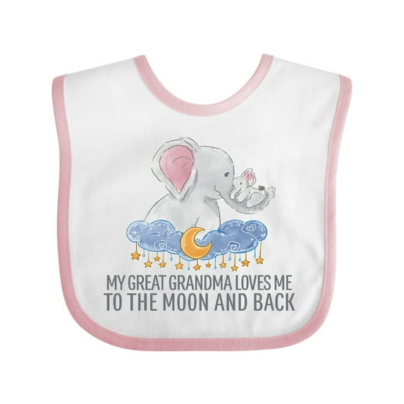 Inktastic My Great Grandma Loves Me to the Moon and Back Elephants Boys or Girls Baby Bib