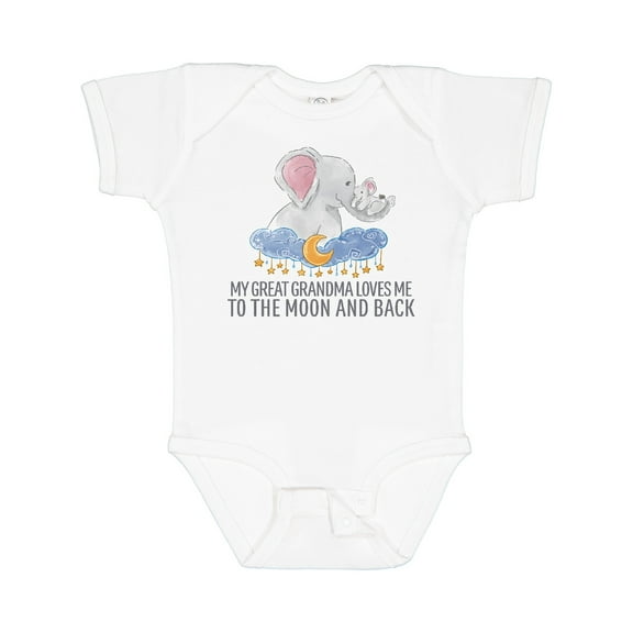 Inktastic My Great Grandma Loves Me to the Moon and Back Elephants Boys or Girls Baby Bodysuit