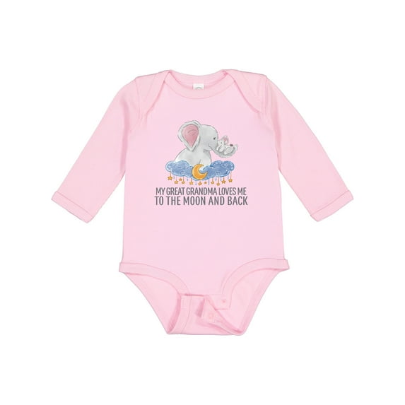 Inktastic My Great Grandma Loves Me to the Moon and Back Elephants Boys or Girls Long Sleeve Baby Bodysuit