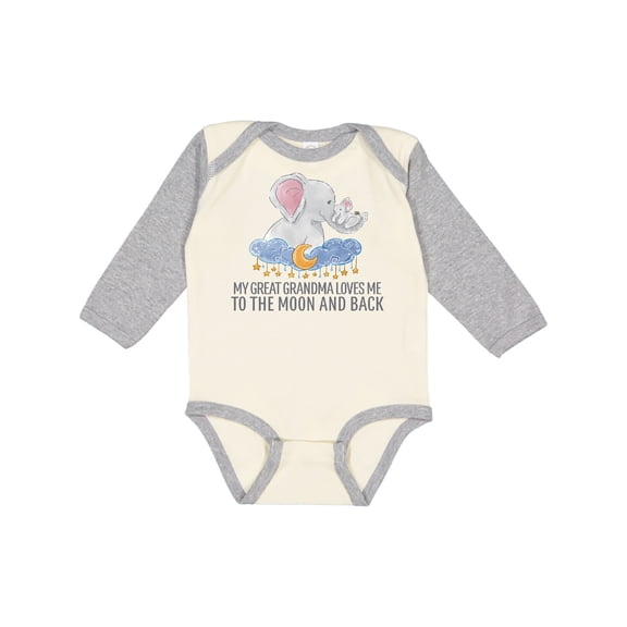 Inktastic My Great Grandma Loves Me to the Moon and Back Elephants Boys or Girls Long Sleeve Baby Bodysuit