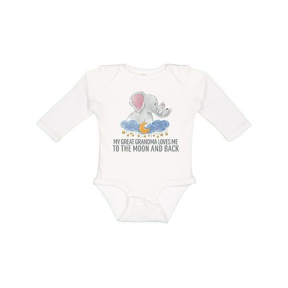 Inktastic My Great Grandma Loves Me to the Moon and Back Elephants Boys or Girls Long Sleeve Baby Bodysuit