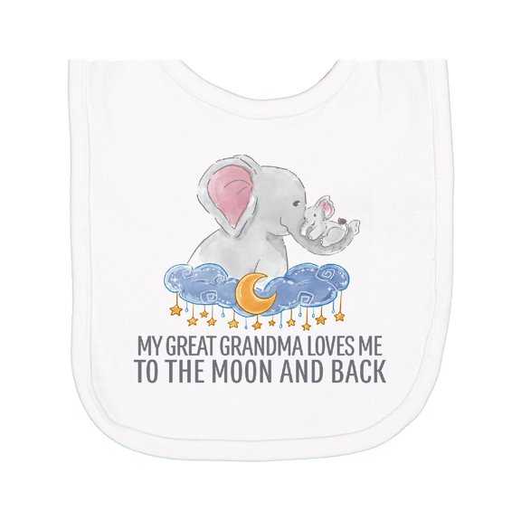 Inktastic My Great Grandma Loves Me to the Moon and Back Elephants Newborn Bib