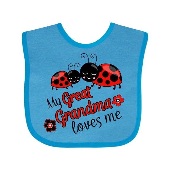 Inktastic My Great Grandma Loves Me with Cute Ladybugs Boys or Girls Baby Bib