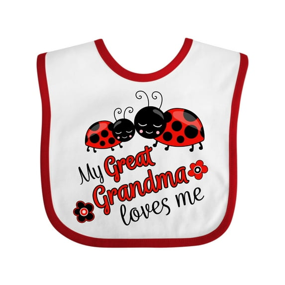 Inktastic My Great Grandma Loves Me with Cute Ladybugs Boys or Girls Baby Bib
