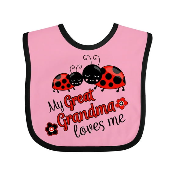 Inktastic My Great Grandma Loves Me with Cute Ladybugs Boys or Girls Baby Bib
