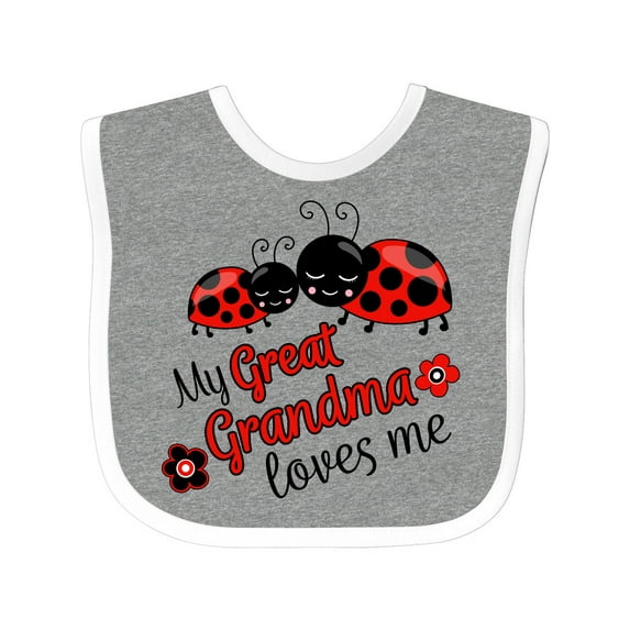 Inktastic My Great Grandma Loves Me with Cute Ladybugs Boys or Girls Baby Bib