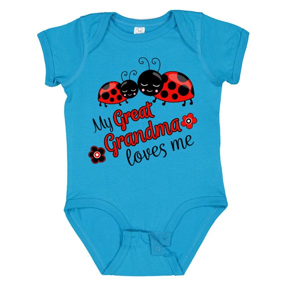 Inktastic My Great Grandma Loves Me with Cute Ladybugs Boys or Girls Baby Bodysuit