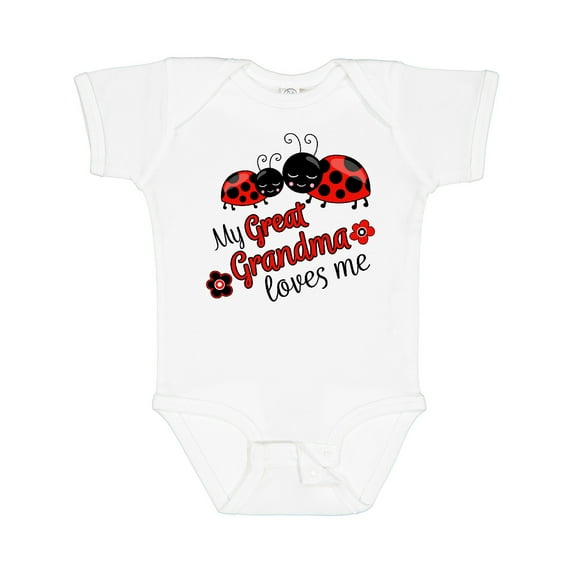 Inktastic My Great Grandma Loves Me with Cute Ladybugs Boys or Girls Baby Bodysuit