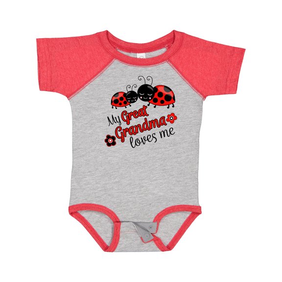 Inktastic My Great Grandma Loves Me with Cute Ladybugs Boys or Girls Baby Bodysuit