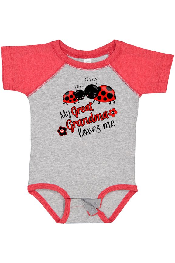 My Great Grandma Loves Me with Cute Ladybugs Boys or Girls Baby Bodysuit
