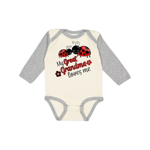 Inktastic My Great Grandma Loves Me with Cute Ladybugs Boys or Girls Long Sleeve Baby Bodysuit