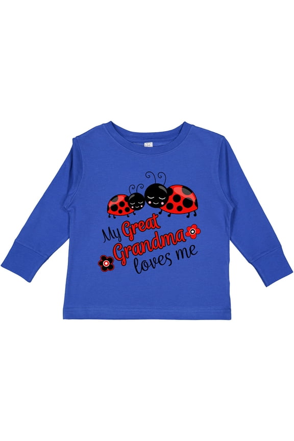 My Great Grandma Loves Me with Cute Ladybugs Boys or Girls Long Sleeve Toddler T-Shirt
