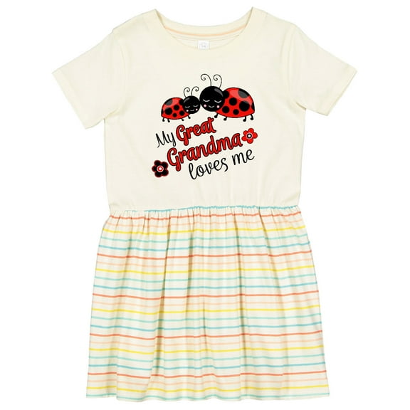 Inktastic My Great Grandma Loves Me with Cute Ladybugs Girls Toddler Dress